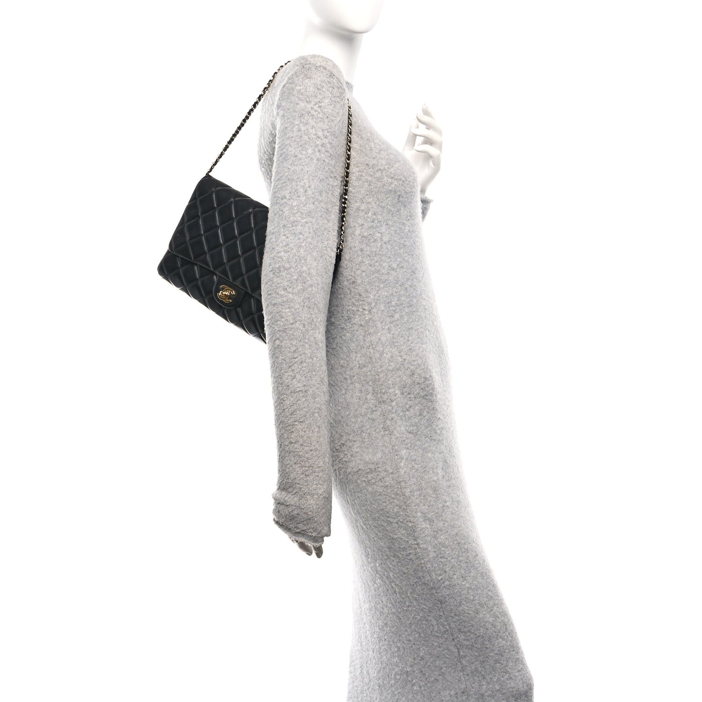 Lambskin Quilted Clutch with Chain Flap Black
