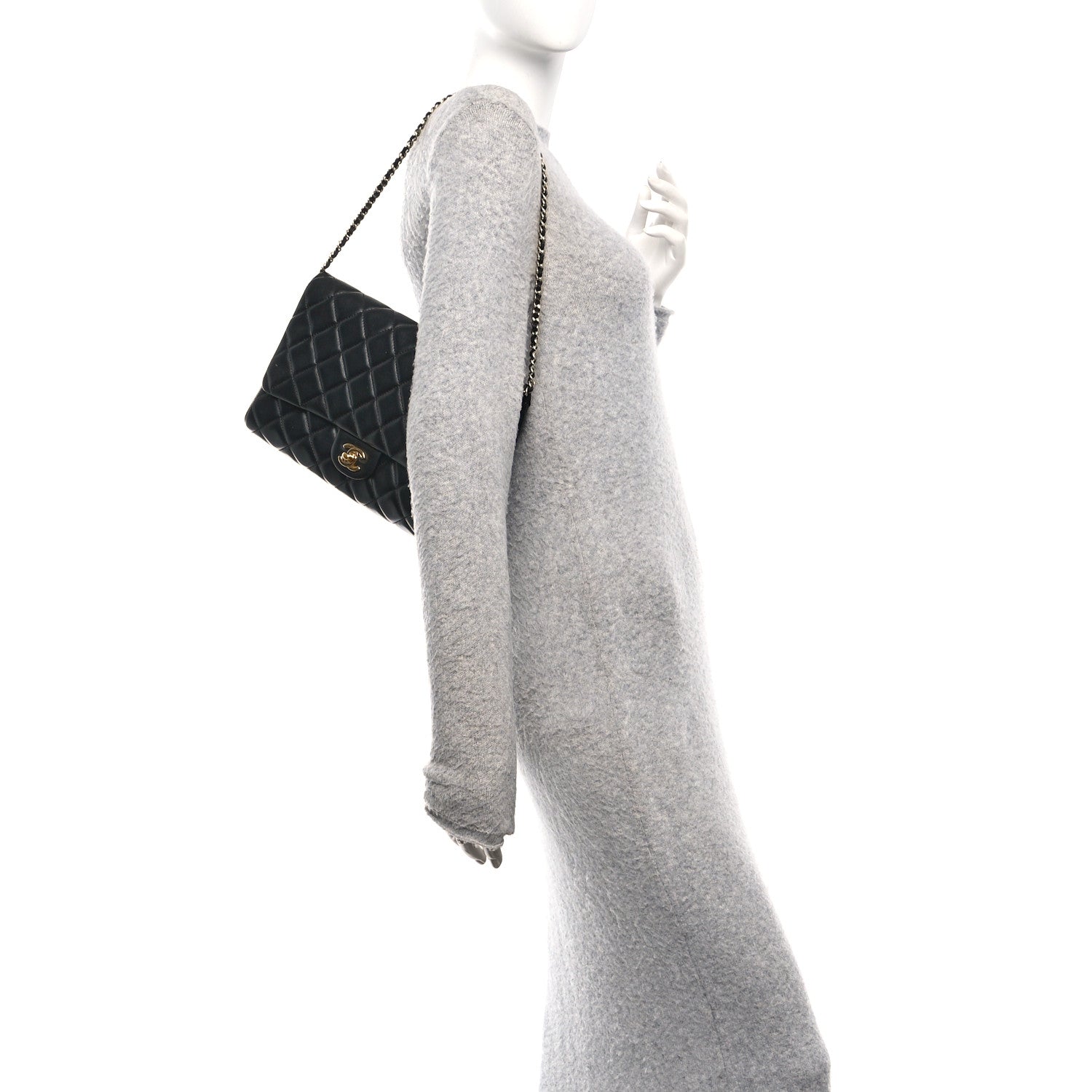 Chanel Lambskin Quilted Clutch with Chain Flap Black 2 of 11
