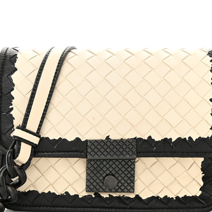 Bottega Veneta Nappa Karung Intrecciato Glass Pearl Shoulder Bag White Black 6 of 14