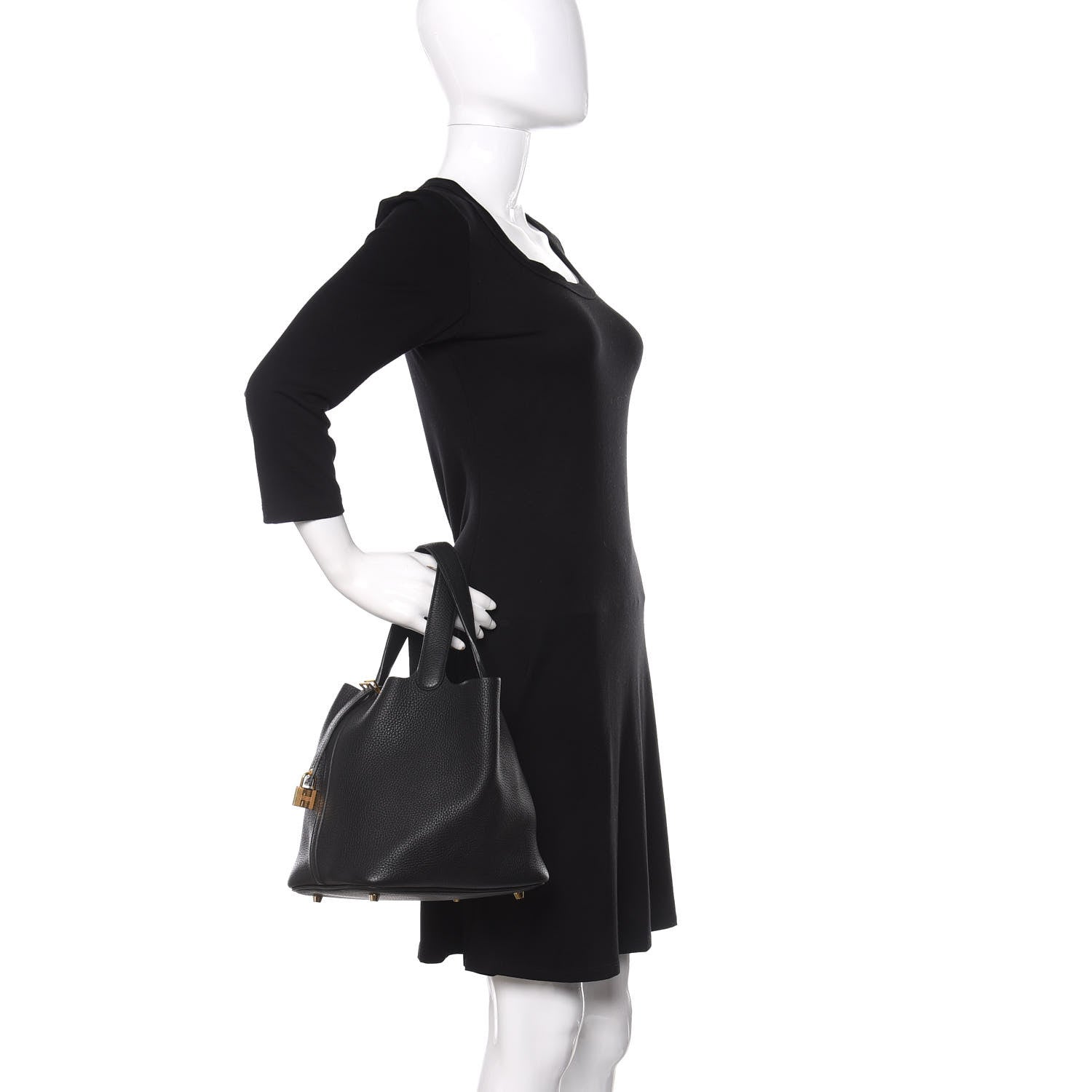 Hermes Taurillon Clemence Picotin Lock 22 MM Black 2 of 9