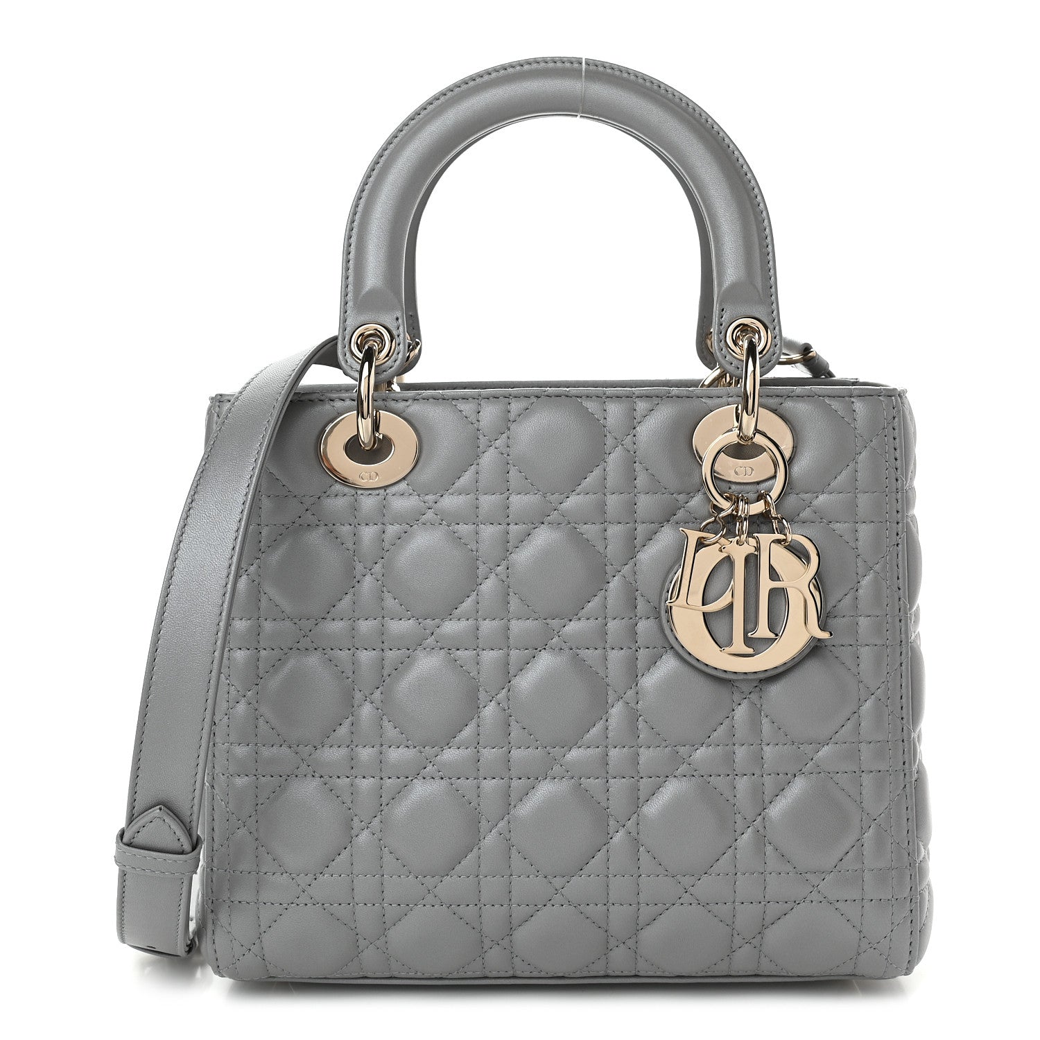 Christian Dior Pearly Lambskin Cannage Medium Lady Dior Opaline 1 of 8