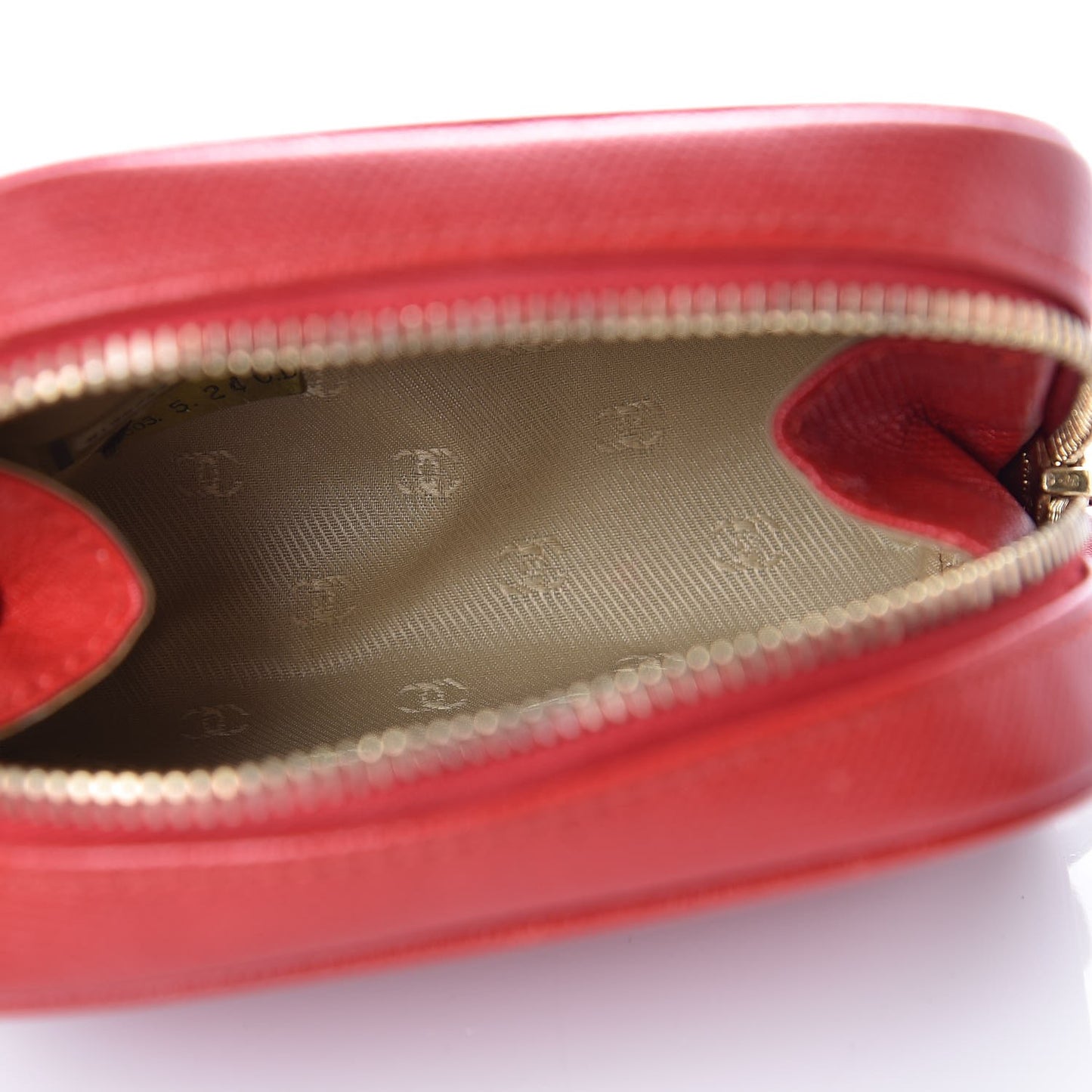 Grained Calfskin CC Button Small Pouch Cosmetic Case Red