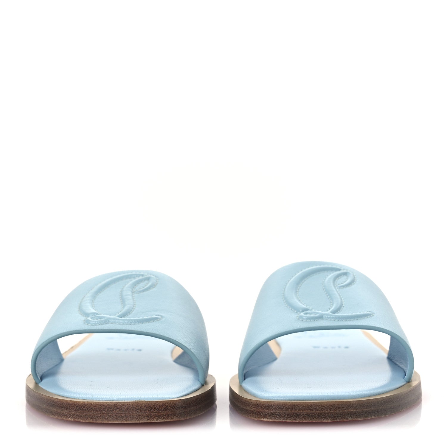 Christian Louboutin Calfskin Mule Flat Slides 37.5 Blue 3 of 10