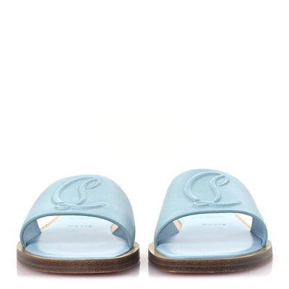 Christian Louboutin Calfskin Mule Flat Slides 37.5 Blue 3 of 10