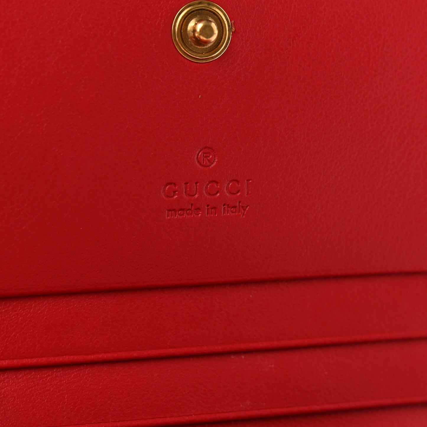 Calfskin Matelasse GG Marmont Card Case Wallet Hibiscus Red