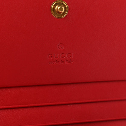 Gucci Calfskin Matelasse GG Marmont Card Case Wallet Hibiscus Red 6 of 7