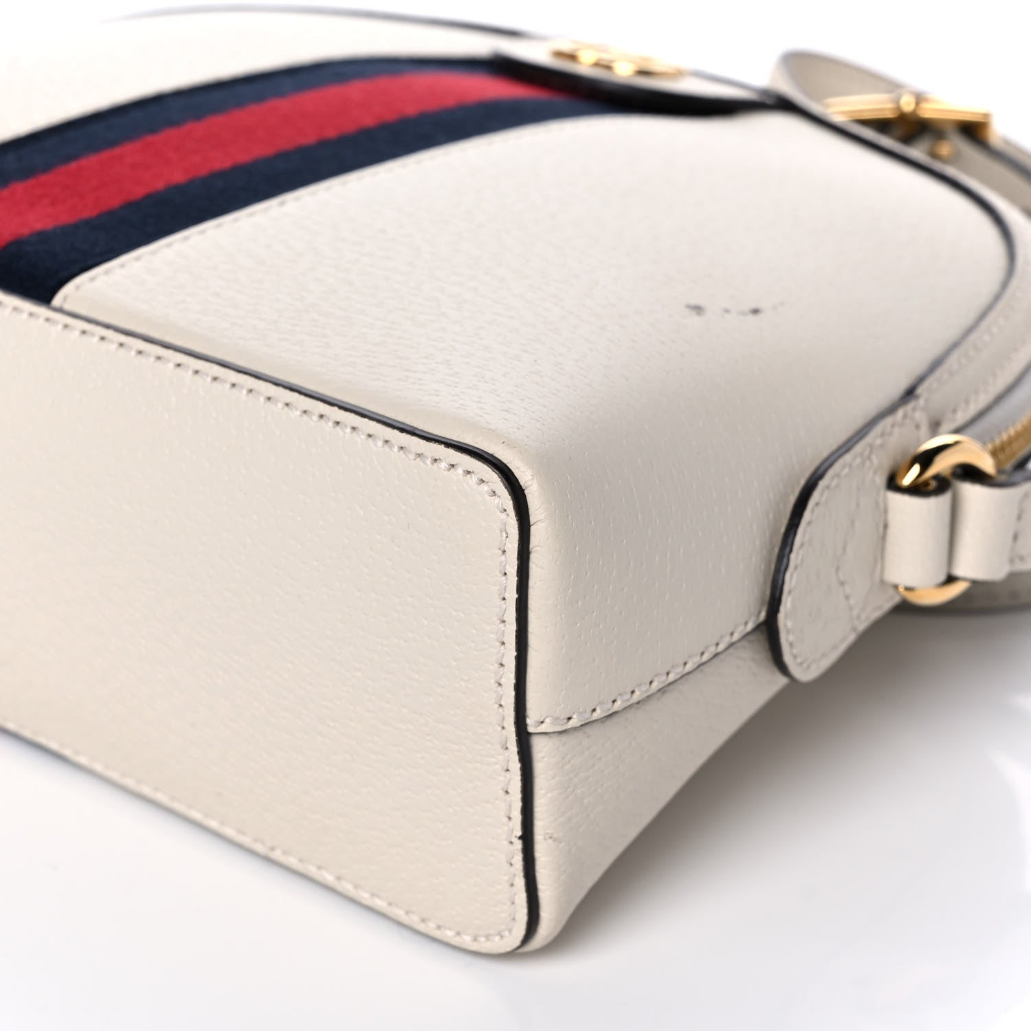 Gucci Textured Dollar Calfskin Web Small Ophidia Dome Shoulder Bag Mystic White 10 of 12