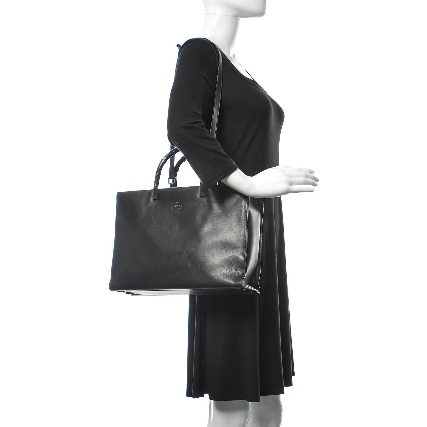 Calfskin Bamboo Top Handle Bag Black