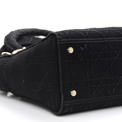 Christian Dior Canvas Embroidered Cannage Medium Lady D-Lite Black 11 of 12