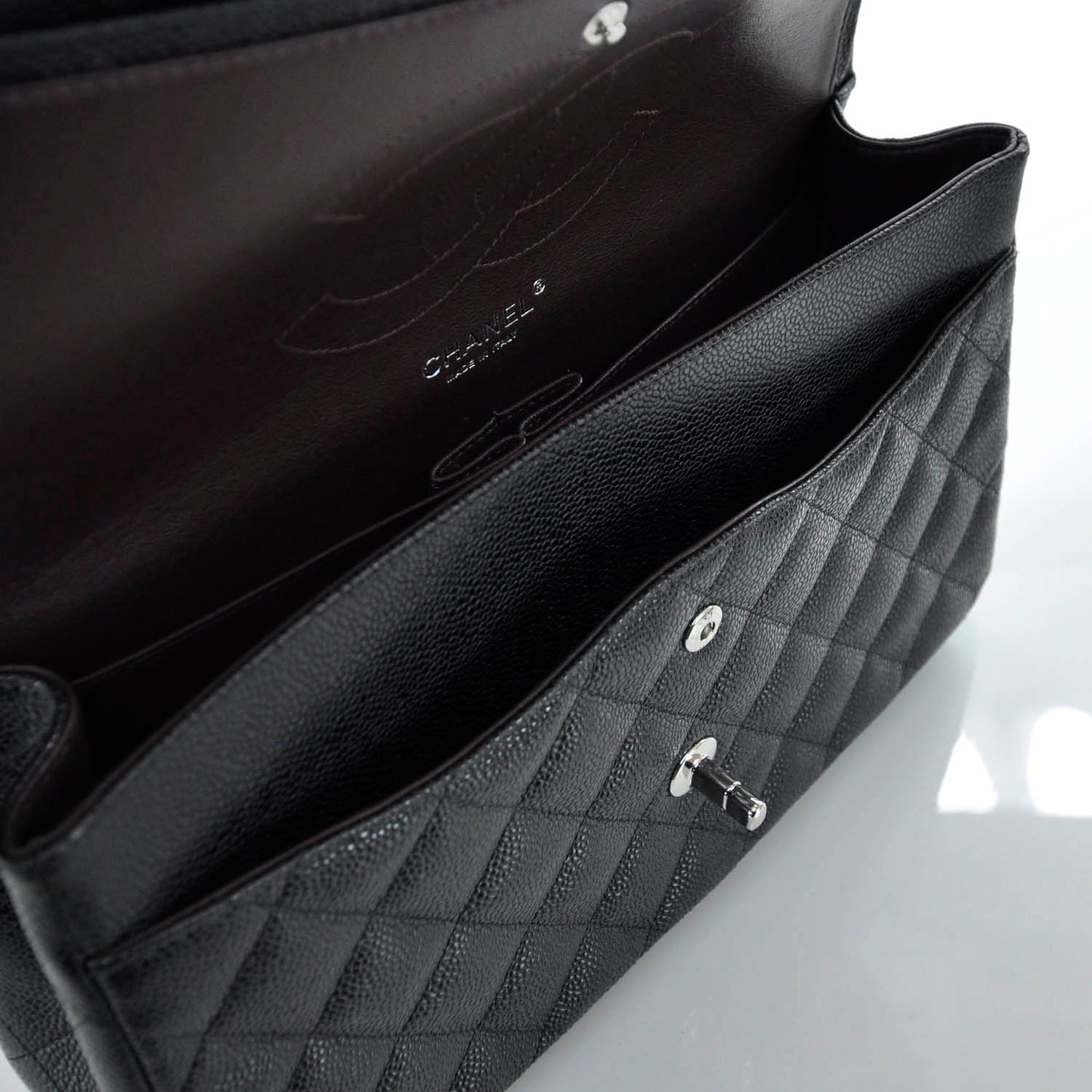 Caviar Quilted Jumbo Double Flap Black