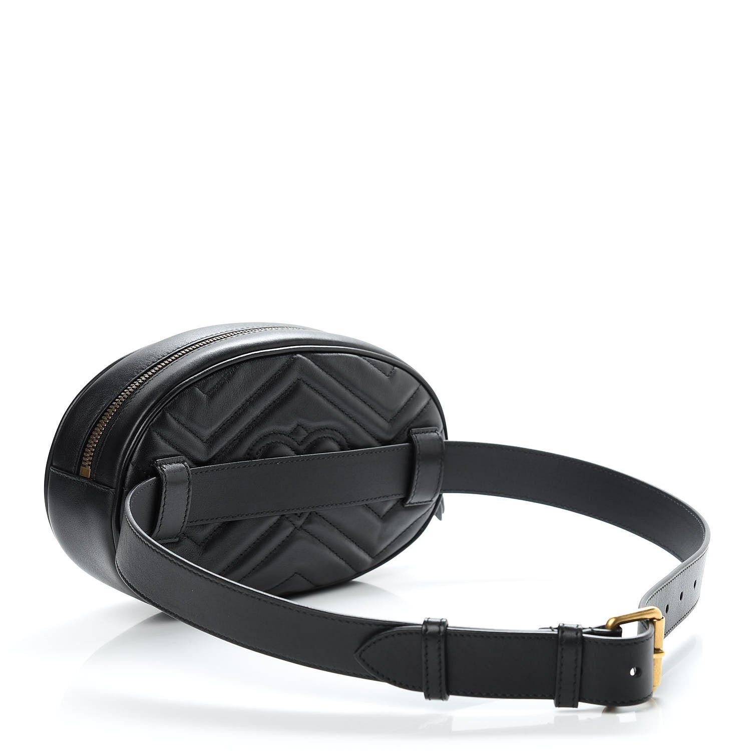 Gucci Calfskin Matelasse GG Marmont Belt Bag 85 34 Black 3 of 11