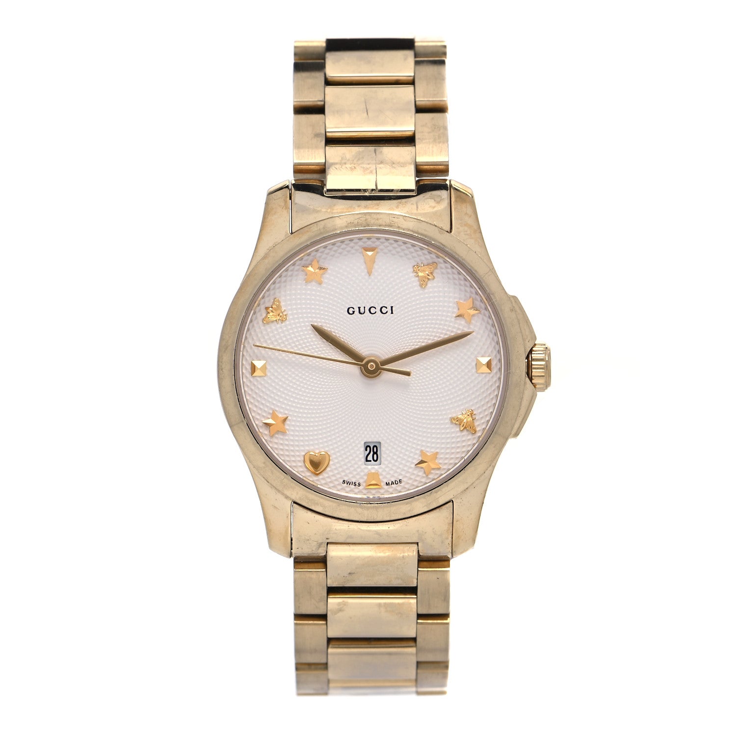 Gucci Stainless Steel 27mm G-Timeless Charm Quartz Watch Gold 1 of 5