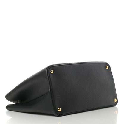 Prada Saffiano Cuir Large Double Bag Black Fuoco 4 of 11