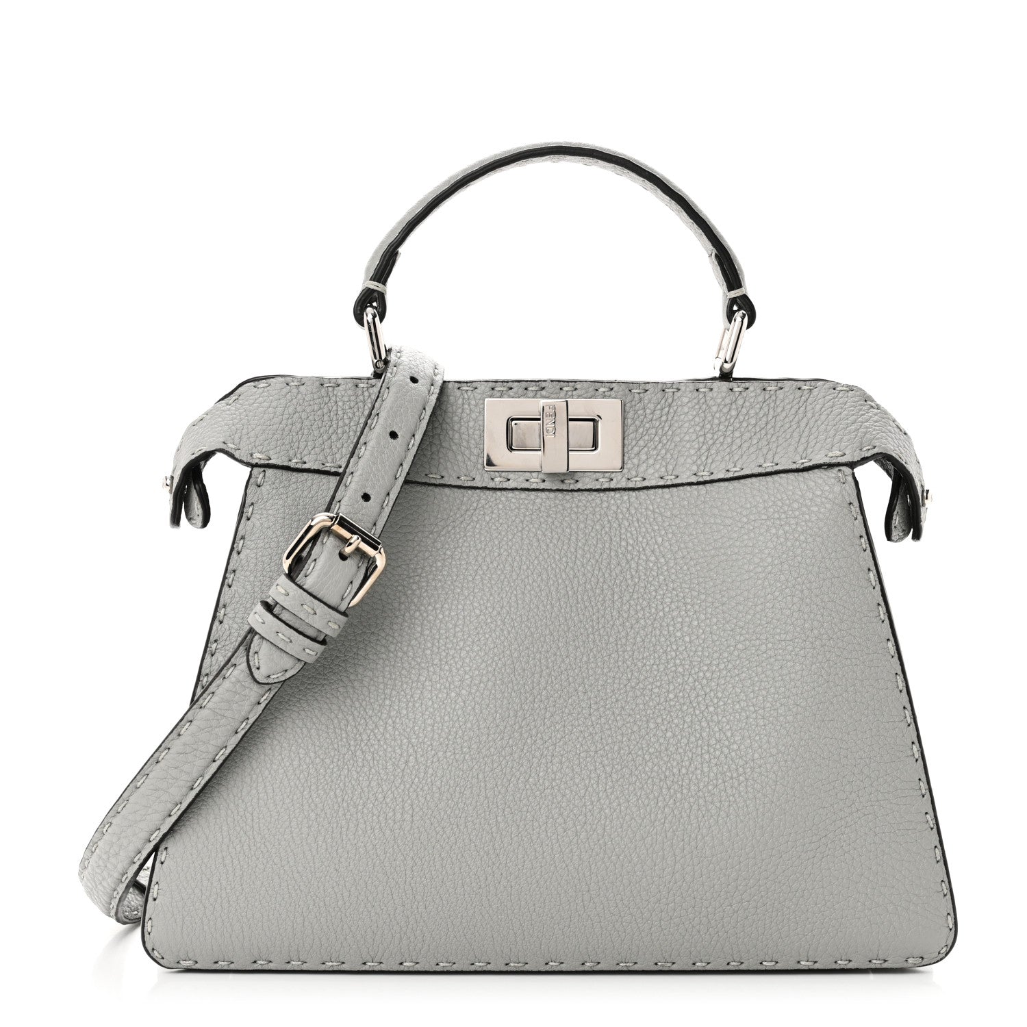 Fendi Cuoio Romano Selleria Bi-Color Small Peekaboo I SEE U Satchel Ghiaccio Asfalto 1 of 9