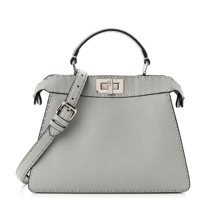 Fendi Cuoio Romano Selleria Bi-Color Small Peekaboo I SEE U Satchel Ghiaccio Asfalto 1 of 9