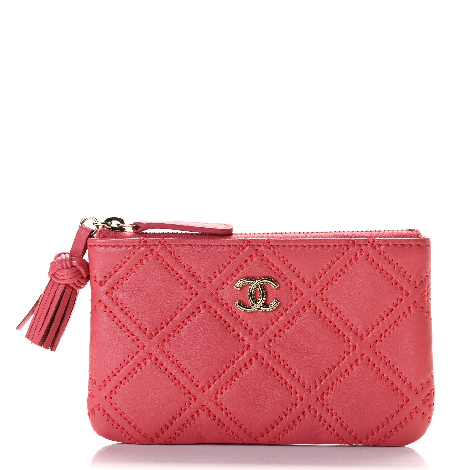 Chanel Lambskin Stitched Tassel Small Cosmetic Case Pink 1 of 8