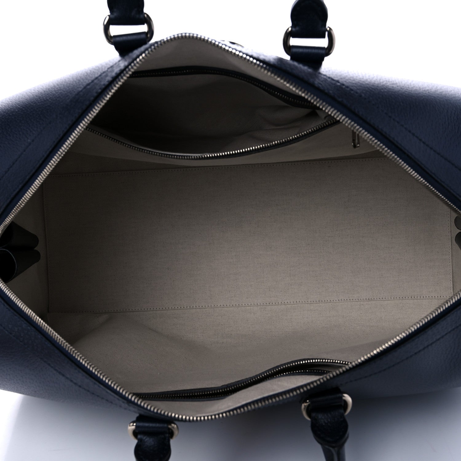 Gucci Textured Dollar Calfskin Web Large Savoy Duffle Bag Navy 4 of 8