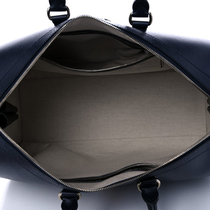 Gucci Textured Dollar Calfskin Web Large Savoy Duffle Bag Navy 4 of 8