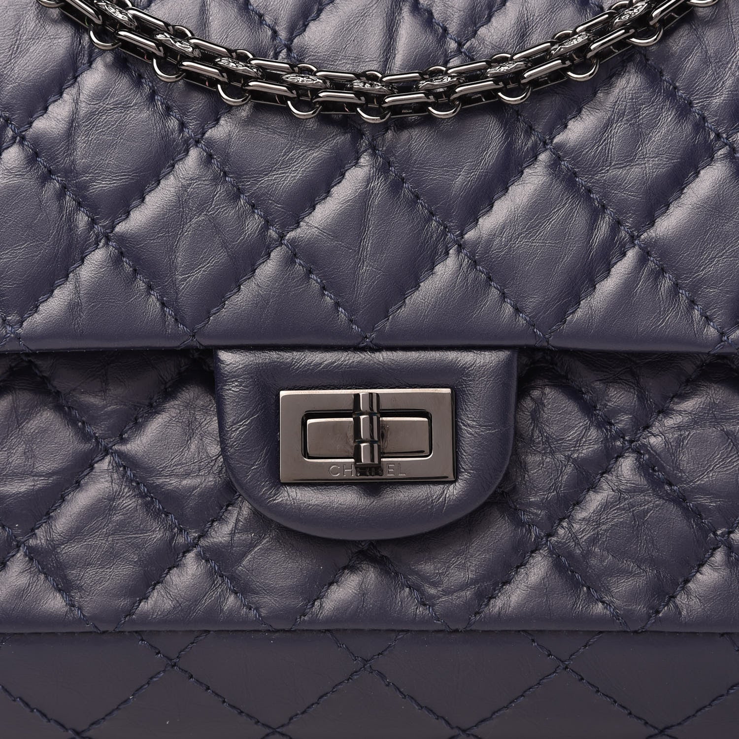 Chanel Aged Calfskin Quilted 2.55 Reissue 225 Flap Navy 10 of 11