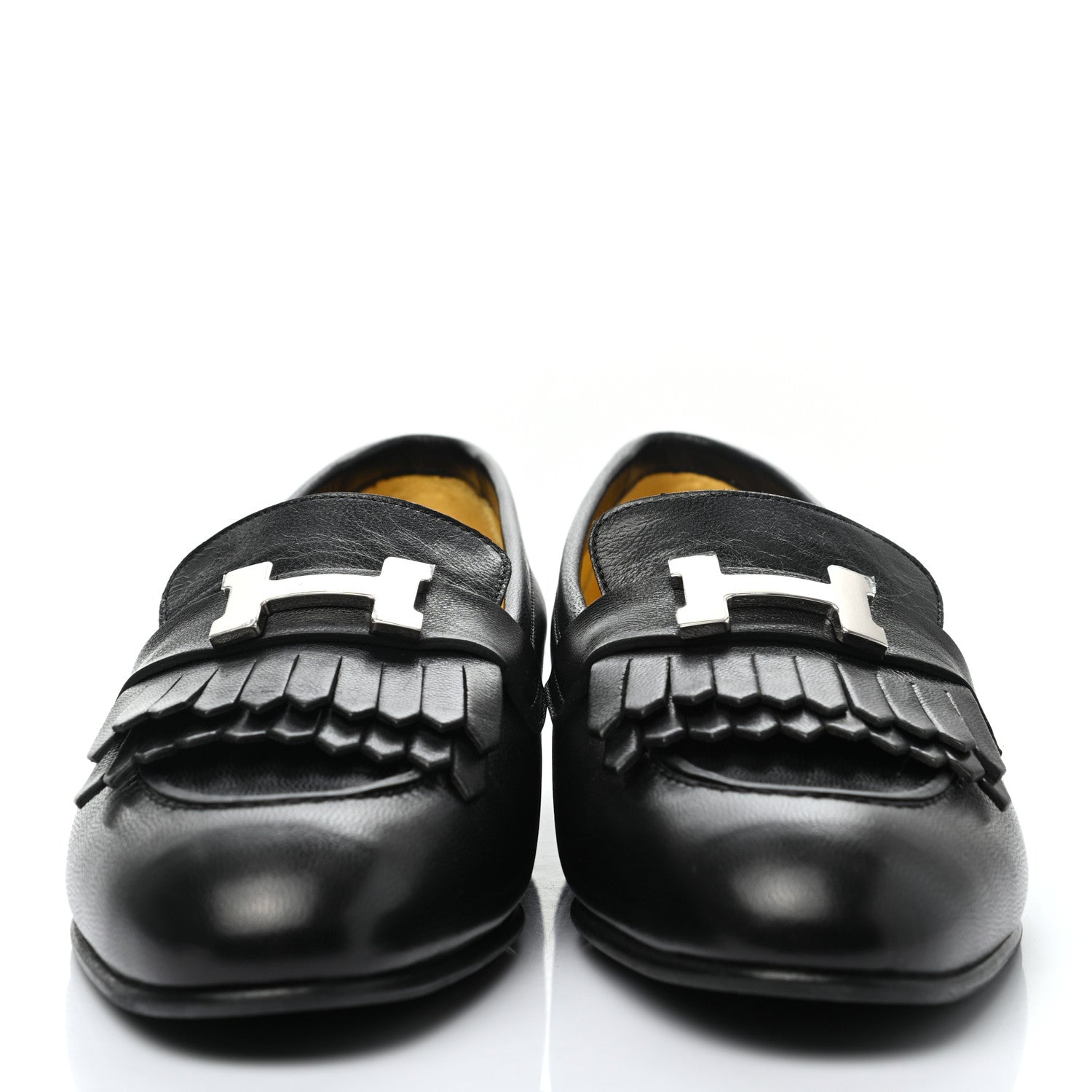 Hermes Goatskin Womens Royal Loafers 38 Black 4 of 20