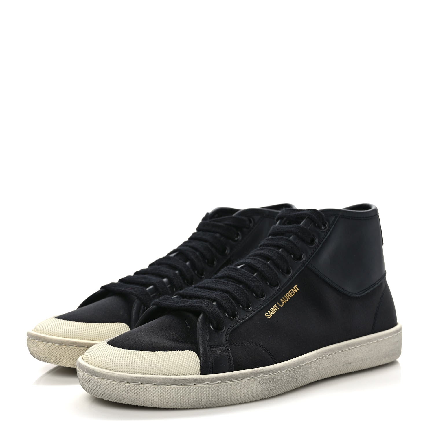 Saint Laurent Satin Womens High Top Sneakers 36 Black 3 of 9