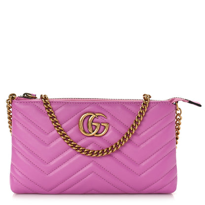 Gucci Calfskin Matelasse Mini GG Marmont Chain Bag Candy Mousse 1 of 8