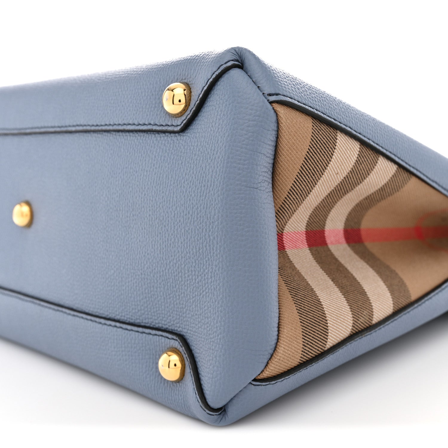 Burberry Derby Calfskin House Check Medium Banner Tote Slate Blue 10 of 10