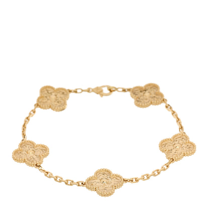 Van Cleef & Arpels 18K Yellow Gold 5 Motifs Vintage Alhambra Bracelet 1 of 4