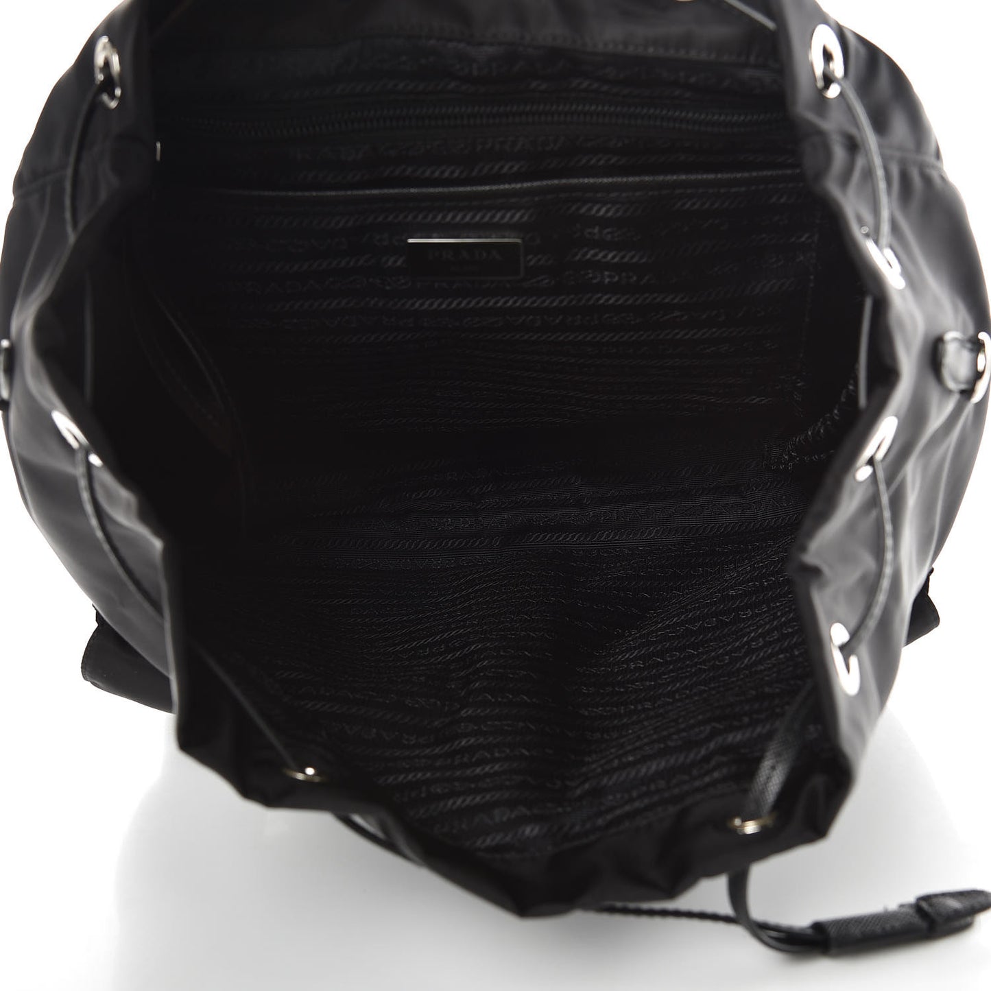 Nylon New Vela Studded Backpack Black White