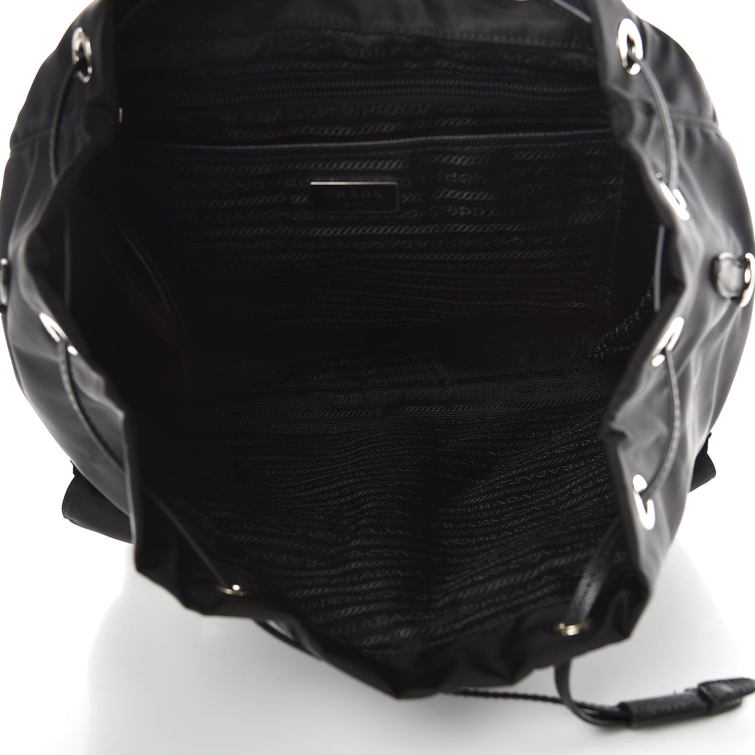 Prada Nylon New Vela Studded Backpack Black White 5 of 7