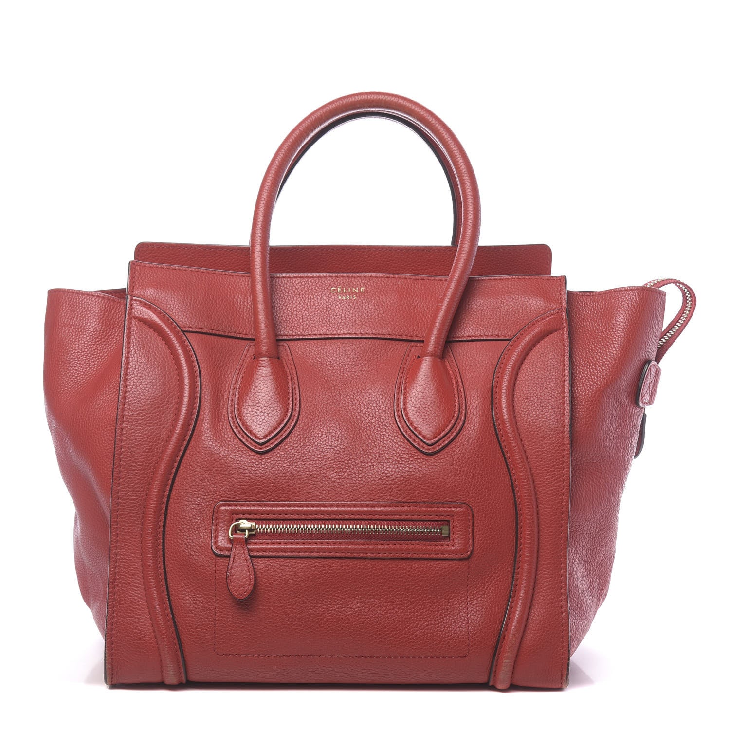 Celine Drummed Calfskin Mini Luggage Red 1 of 21