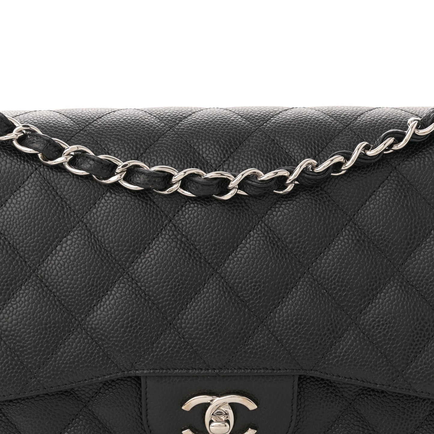 Caviar Quilted Jumbo Double Flap Black