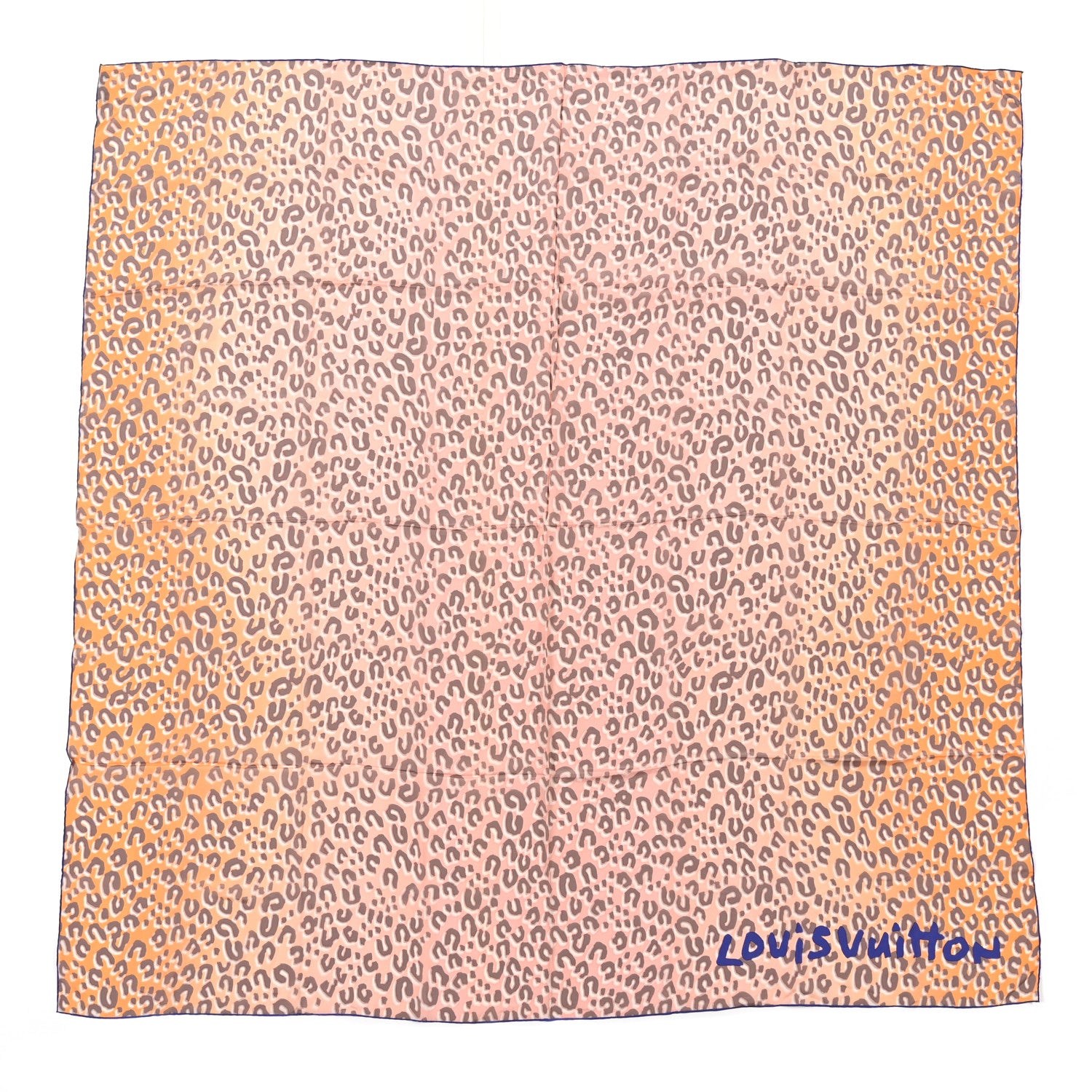 Louis Vuitton Silk Leopard Scarf Orange Pink 1 of 3