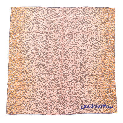 Louis Vuitton Silk Leopard Scarf Orange Pink 1 of 3