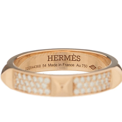 Hermes 18K Rose Gold Diamond Clou D'H Ring 54 6.75 4 of 5