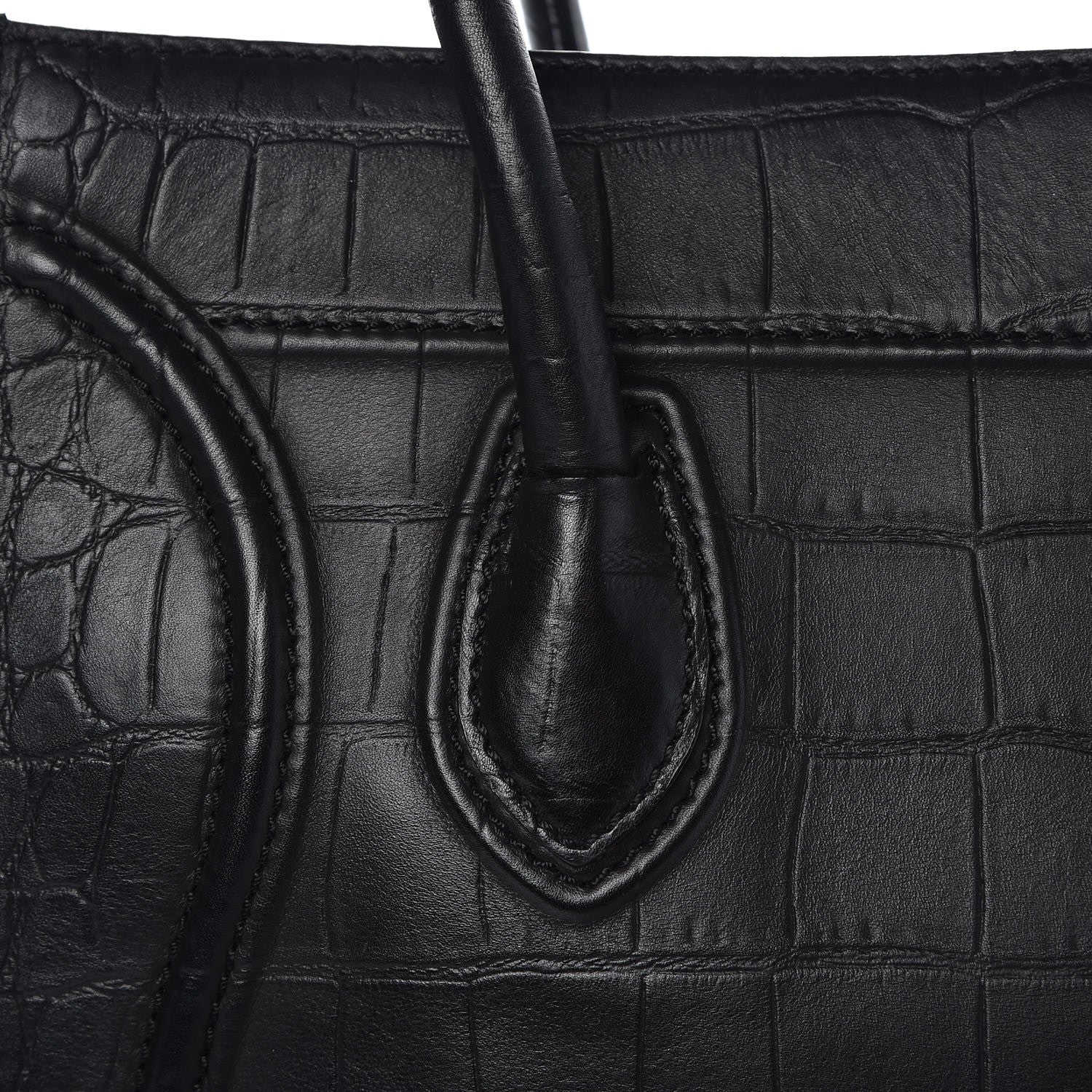 Celine Crocodile Embossed Calfskin Medium Phantom Luggage Black 9 of 10