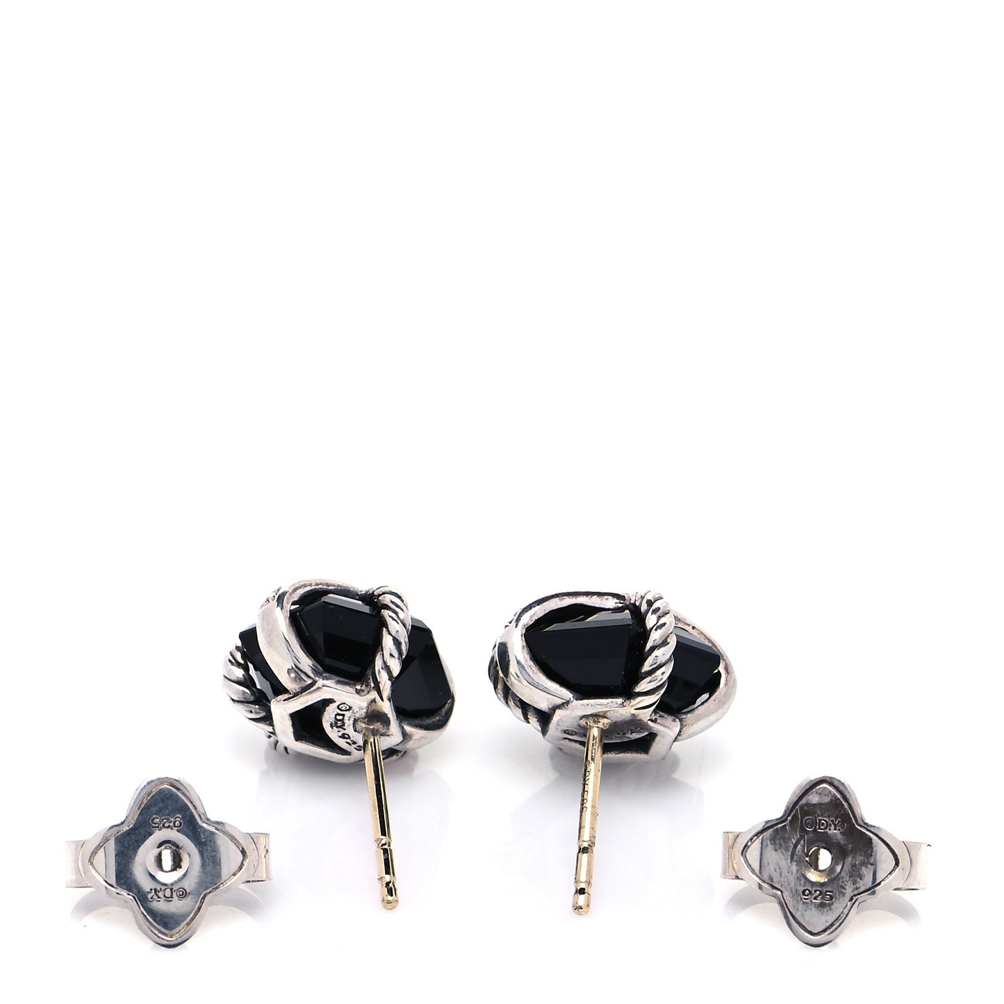 Sterling Silver Diamond Black Onyx 11mm Cable Wrap Earrings