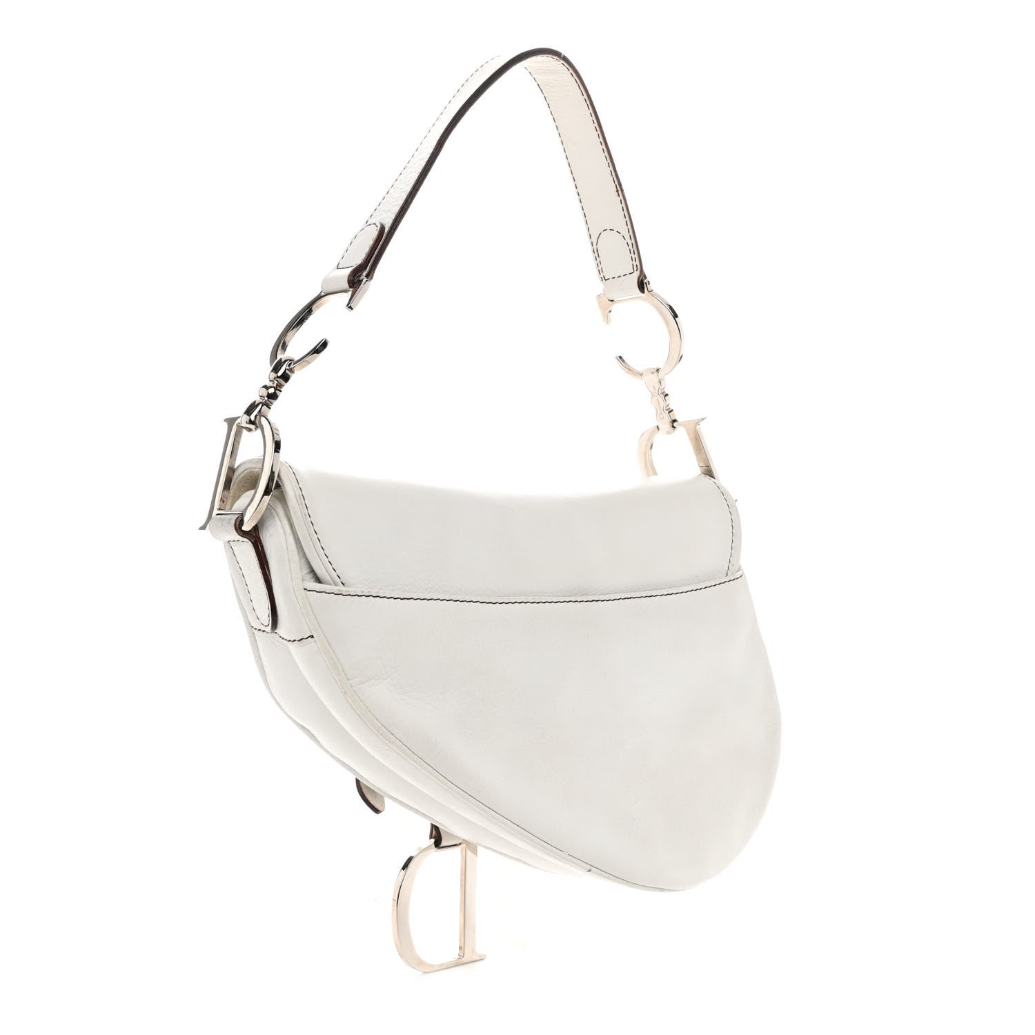 Christian Dior Calfskin Saddle Bag White 3 of 11