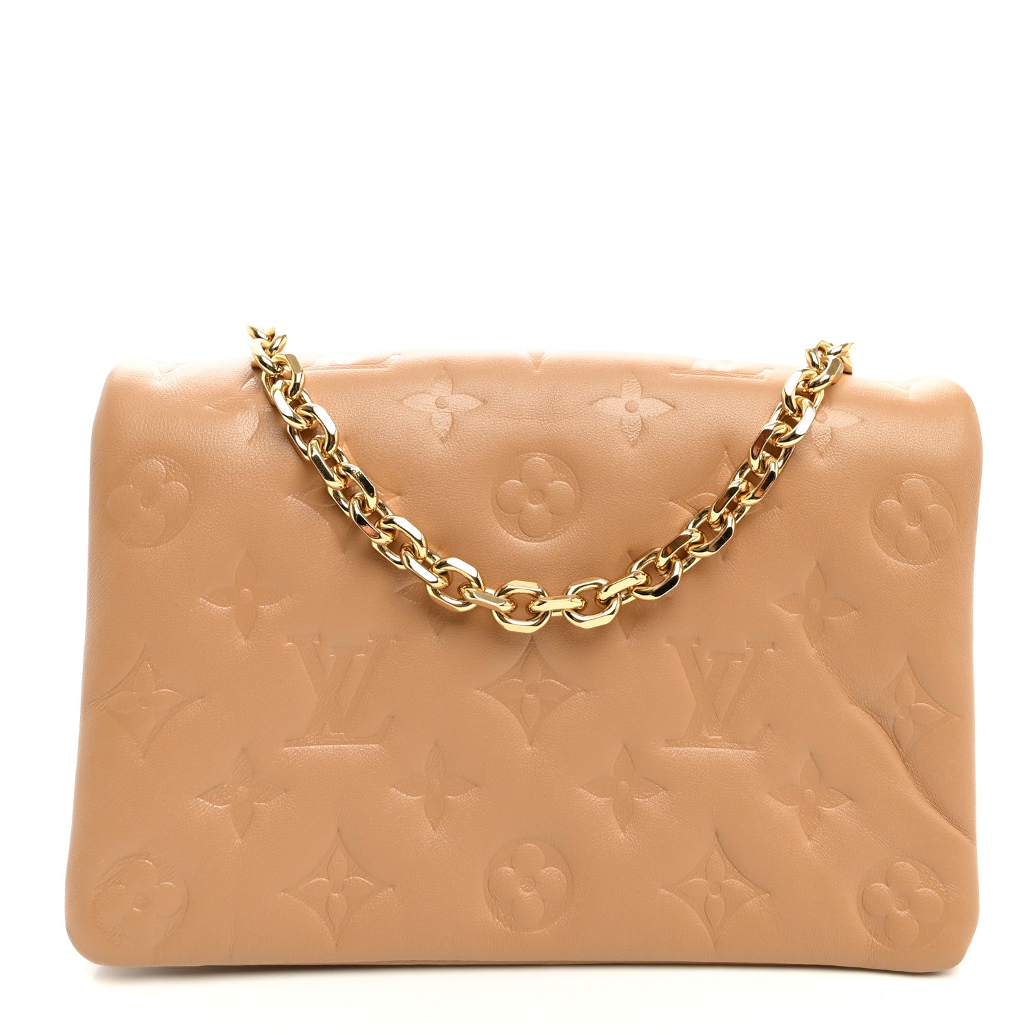 Louis Vuitton Lambskin Embossed Monogram Pochette Coussin Camel 1 of 9