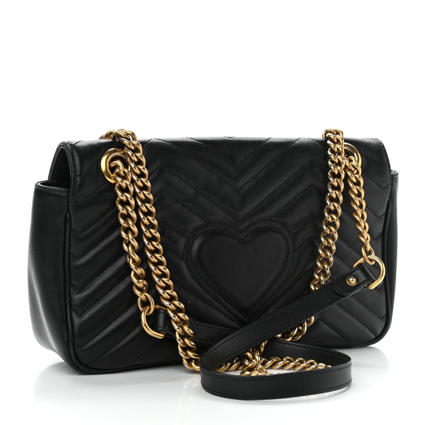 Calfskin Matelasse Small GG Marmont Shoulder Bag Black