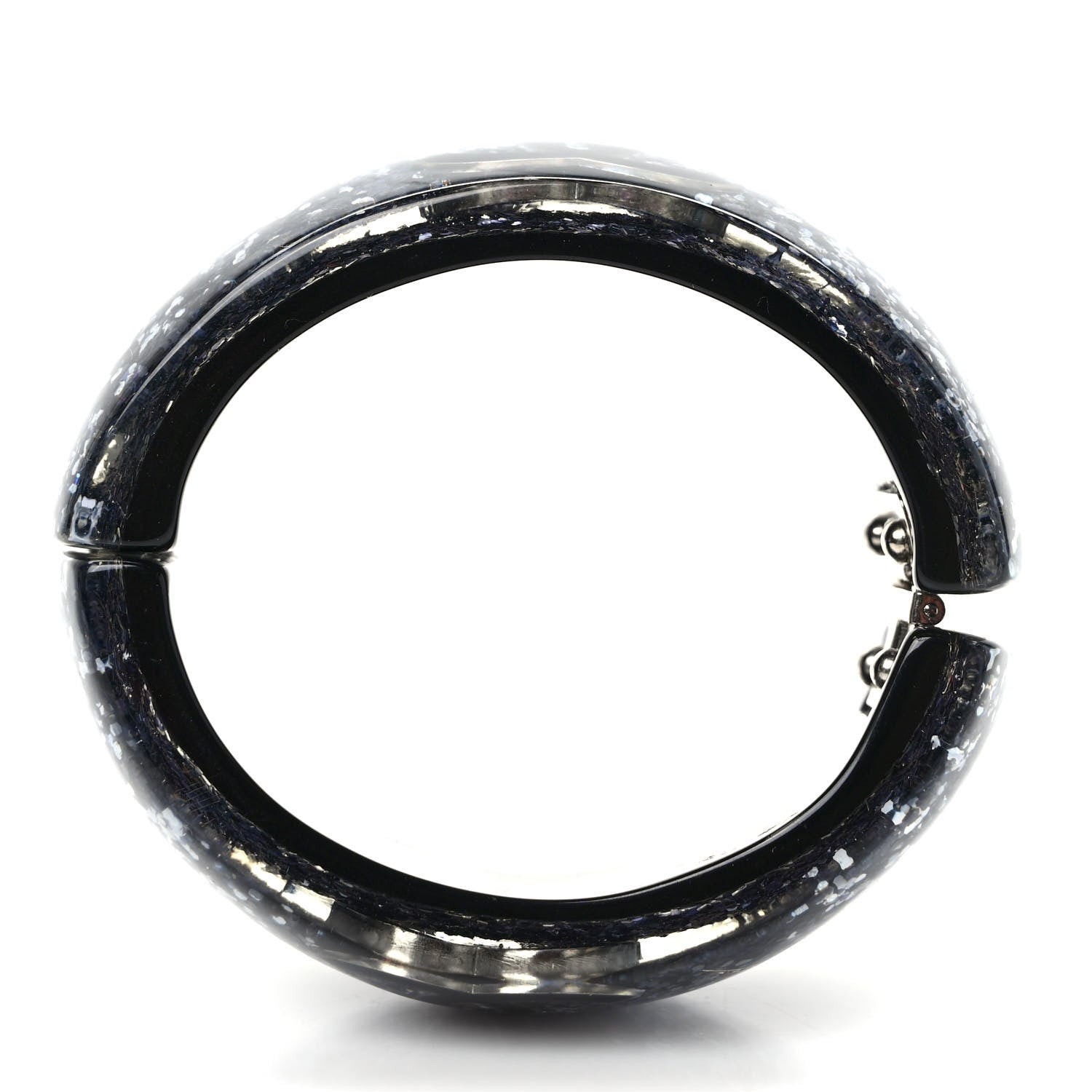 Chanel Resin Glitter CC Cuff Silver 4 of 6