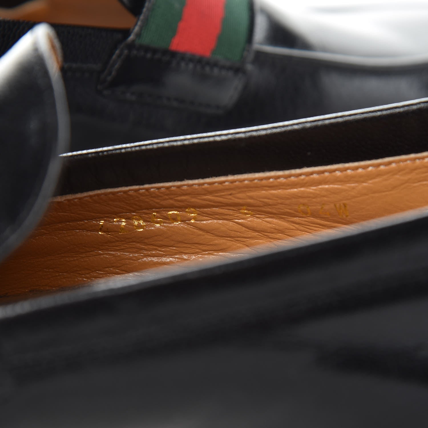 Gucci Goatskin Web Mens GG Loafers 6 Black 7 of 9