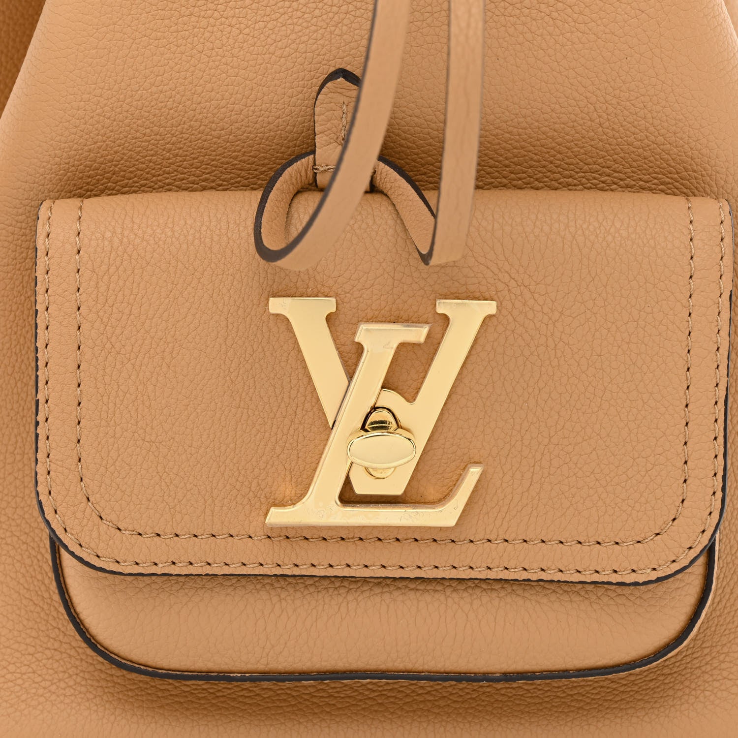 Louis Vuitton Calfskin Lockme Bucket MM Arizona Beige 7 of 10
