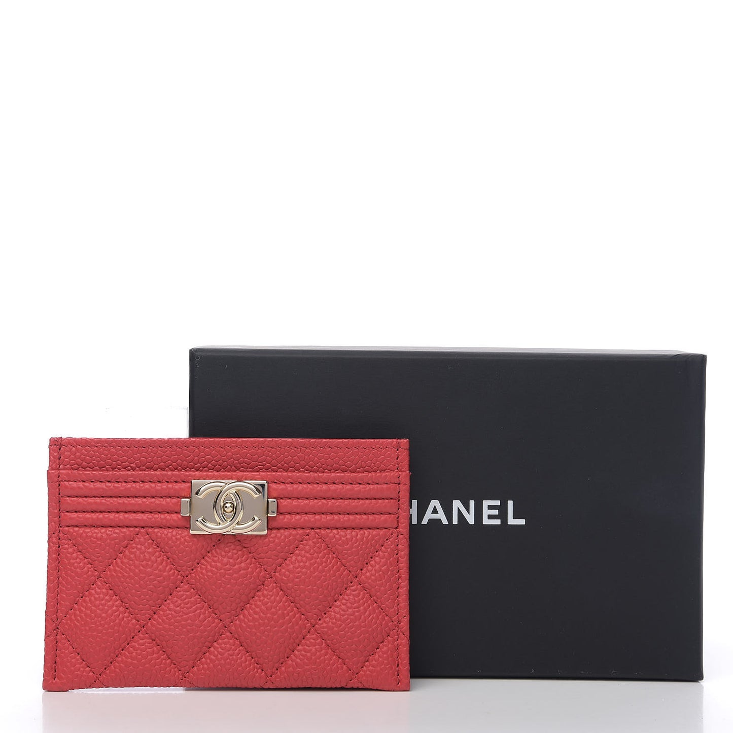Caviar Quilted Boy Card Holder Red