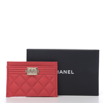 Chanel Caviar Quilted Boy Card Holder Red 8 of 8