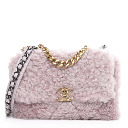 Chanel Shearling Sheepskin Medium 19 Flap Light Pink 1 of 10