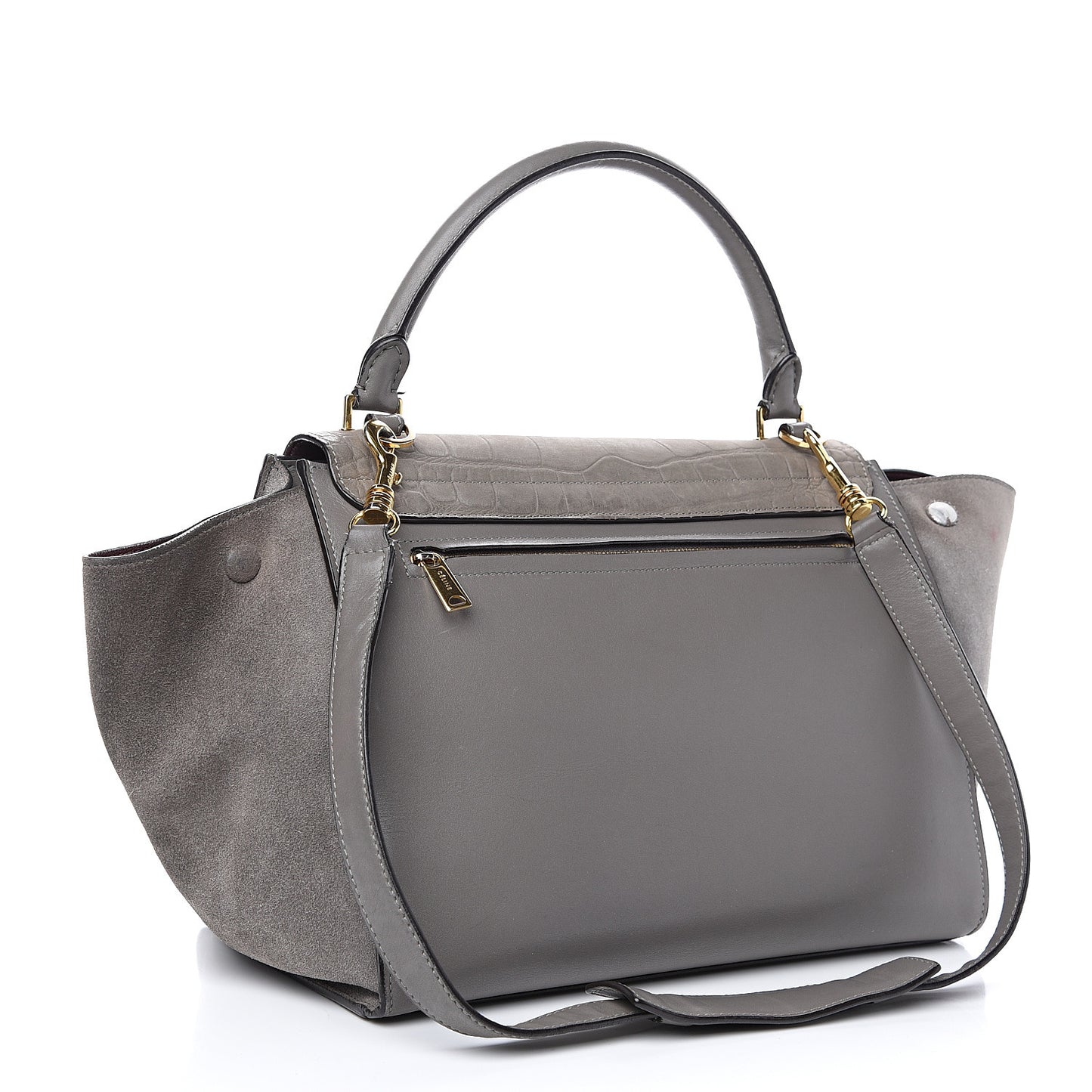 Crocodile Embossed Nubuck Medium Trapeze Grey