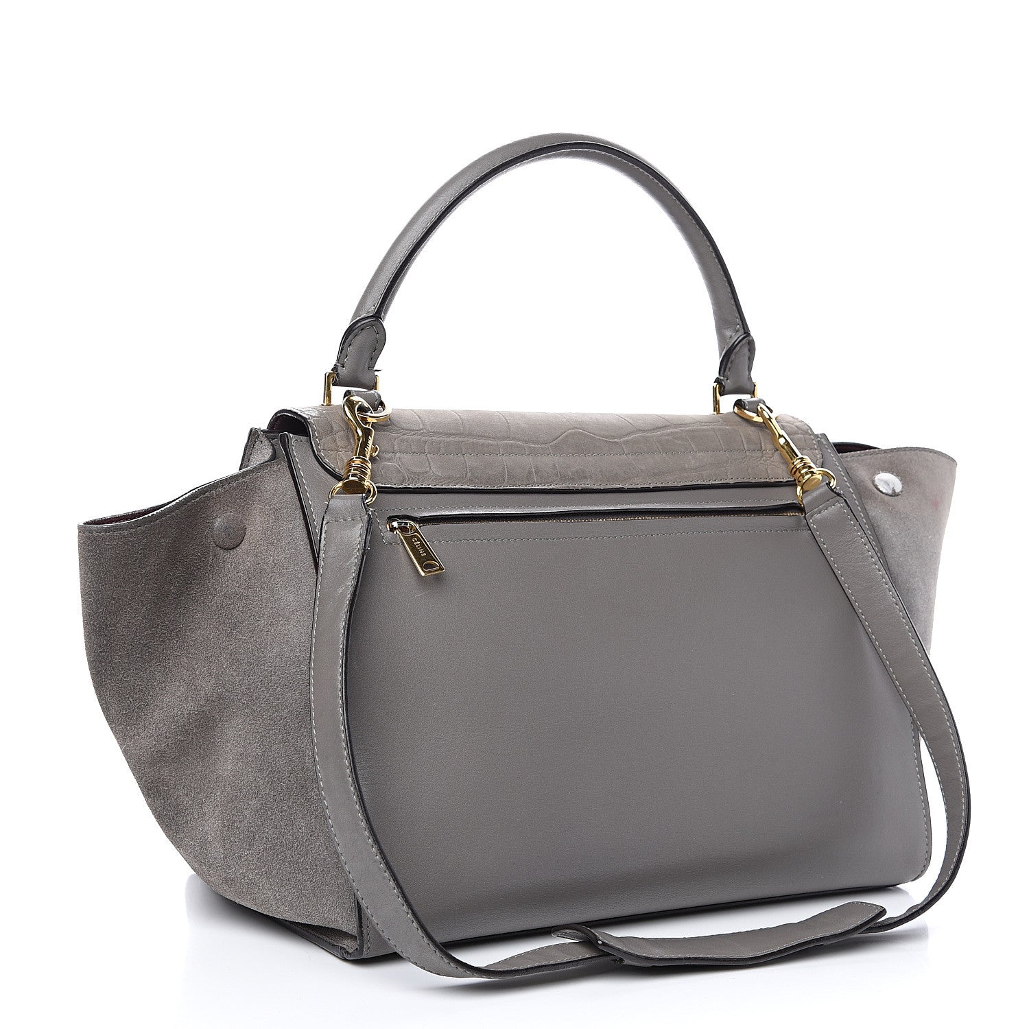 Celine Crocodile Embossed Nubuck Medium Trapeze Grey 2 of 23