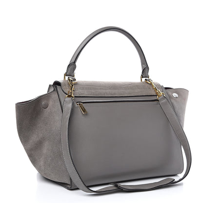 Celine Crocodile Embossed Nubuck Medium Trapeze Grey 2 of 23