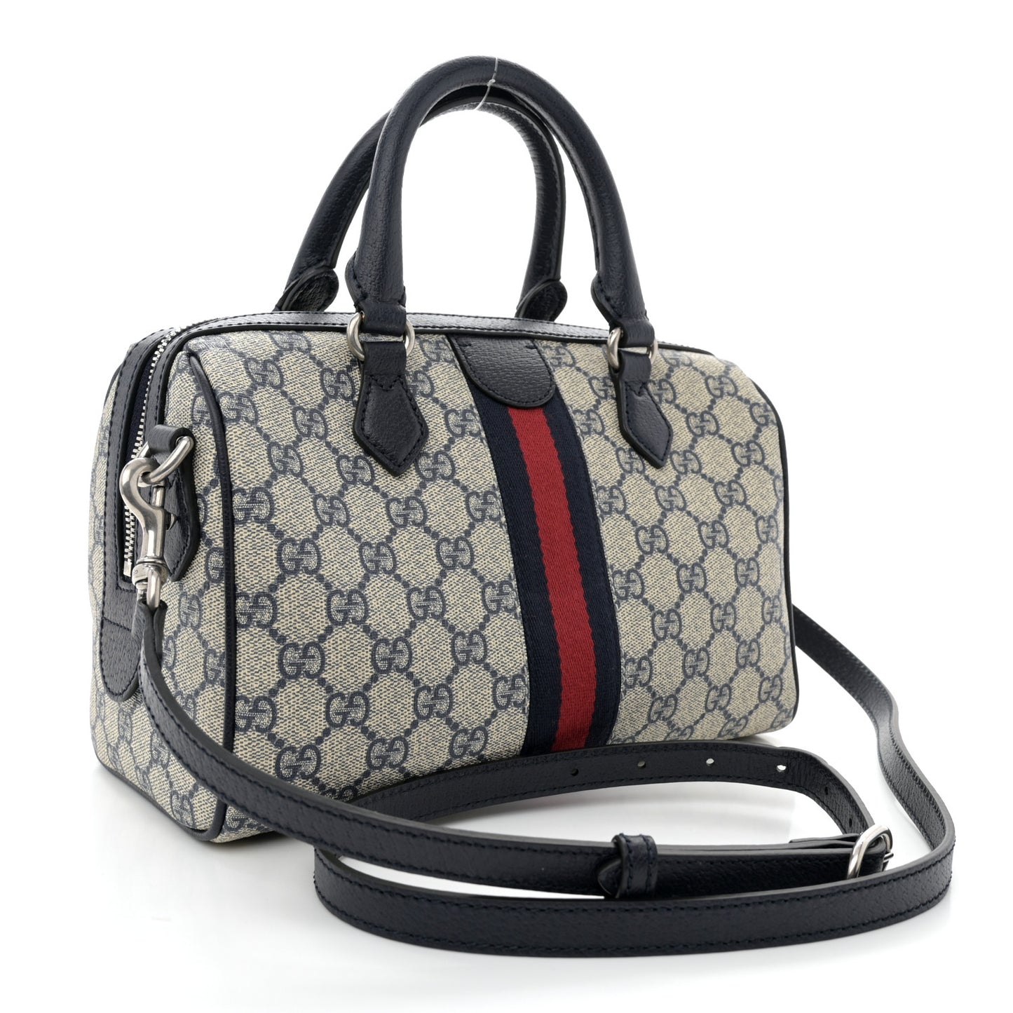 GG Supreme Monogram Web Small Ophidia Top Handle Bag Beige Blue
